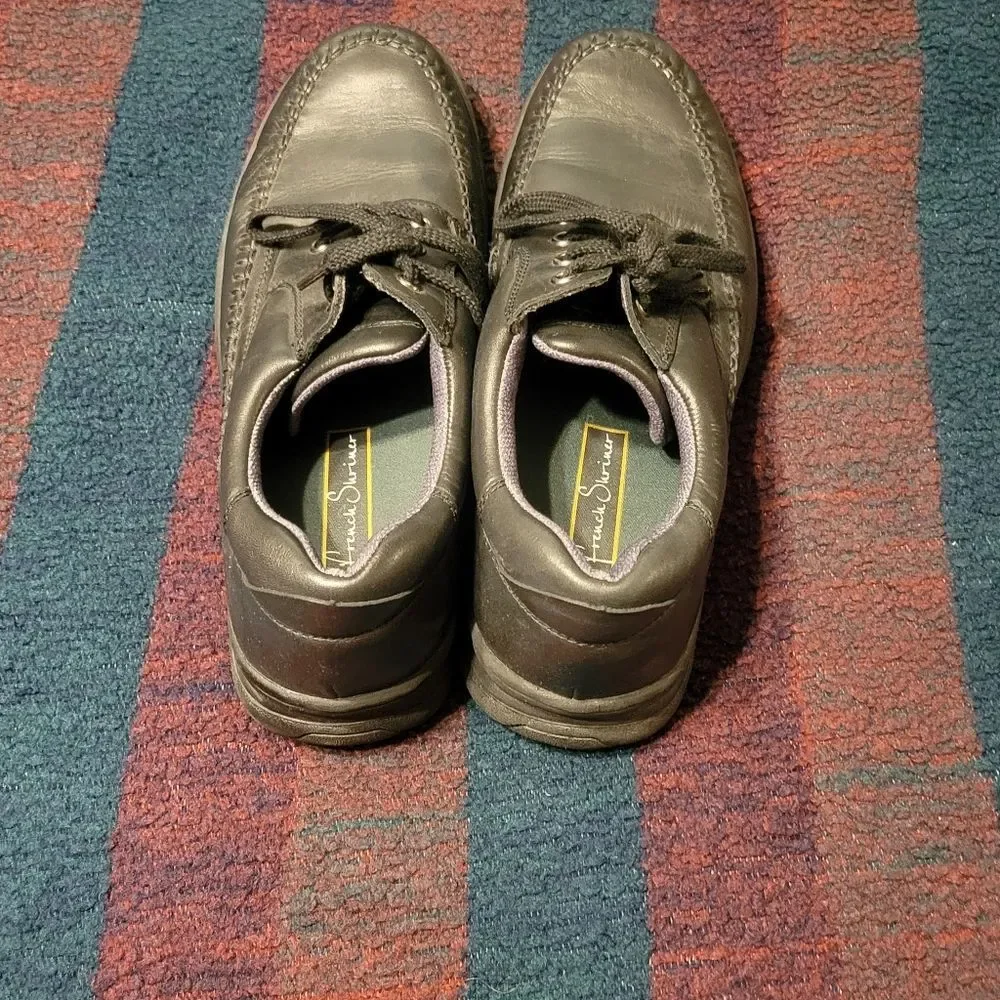 MENS SIZE 12. FRENCH SHRINER BLACK DRESS SHOES.